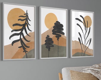 Boho Landscape Set of 3 Prints, Vibrant Nature Inspired Wall Art, Perfect for Home Decor, Ideal Housewarming Gift