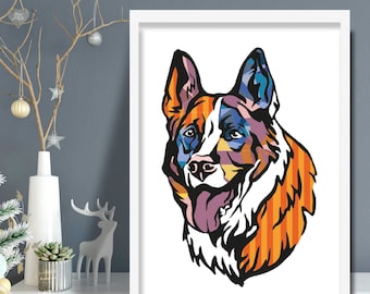 German Shepherd Art Print – Colorful Dog Portrait (Digital Download)