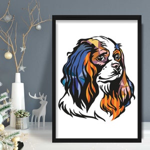 König Charles Spaniel Digitaler Kunstdruck, Regal Canine Portrait, perfekte Wohnkultur, einzigartiges Geschenk für Hundeliebhaber