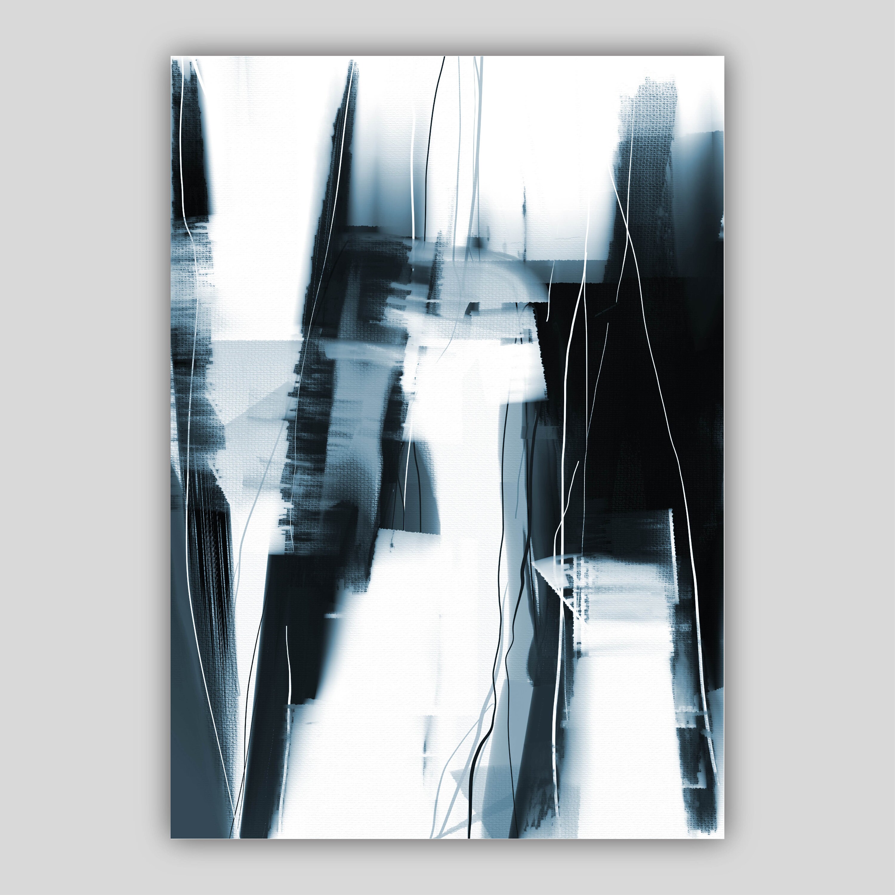 Set of 3 Prints Abstract Black & Navy Art Prints from Original Etsy