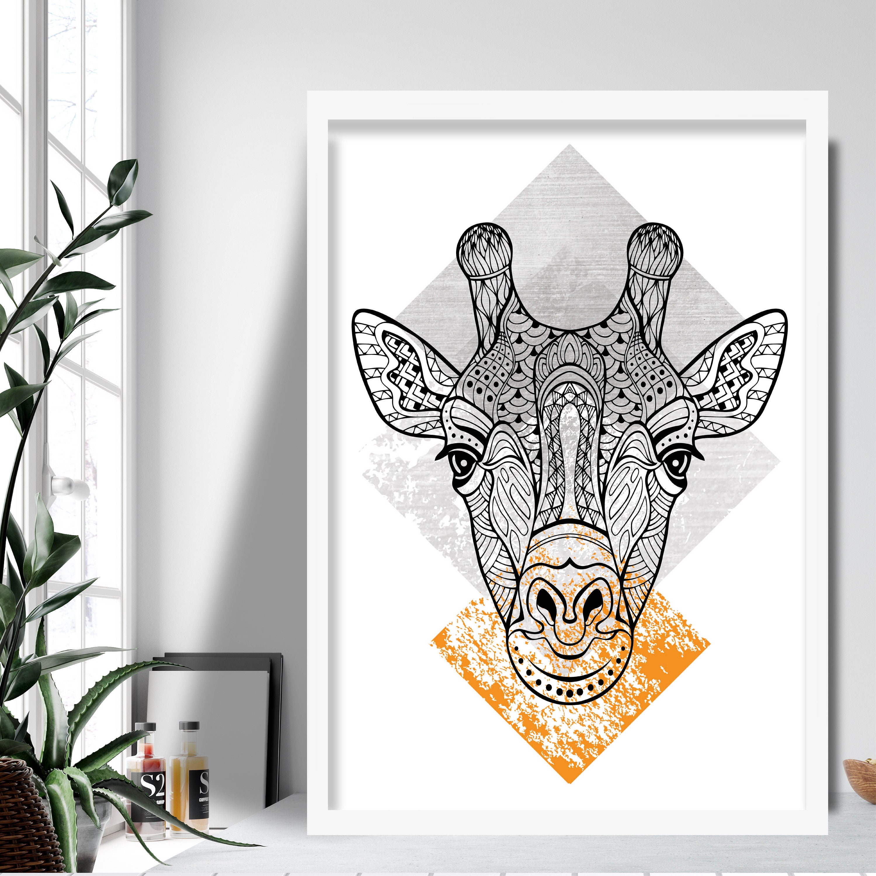 Aztec Giraffe Head Drawings