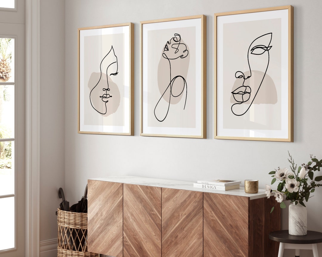 Female Face Line Art Print Set of 3 – Modern Minimalist Decor - Etsy