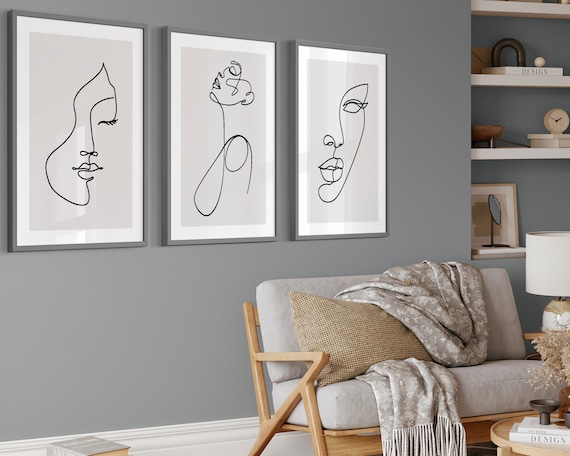 Set d 2 stampe moderne astratte stampabl da parete n banco e nero, lnea artstca