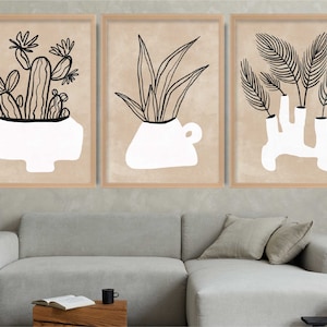 3er-Set Drucke - Boho Botanischer Kaktus und Sukkulente Naturbilder
