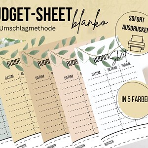 Budget Sheet in 5 colors I Cover sheet for your budget planning I Tracker for envelope method I Size: 8 x 14.5 cm, A6 Zipper Envelopes