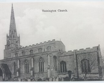 St Mary and All Saints Church Nassington Northampton UK Vintage Postcard c1910 New Unused