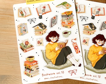 ORIGINAL DESIGN, Bookworm vol.10 sticker sheet, Bookish sticker sheet , Book lover Sticker, Bookish Sticker, Bookworm Sticker