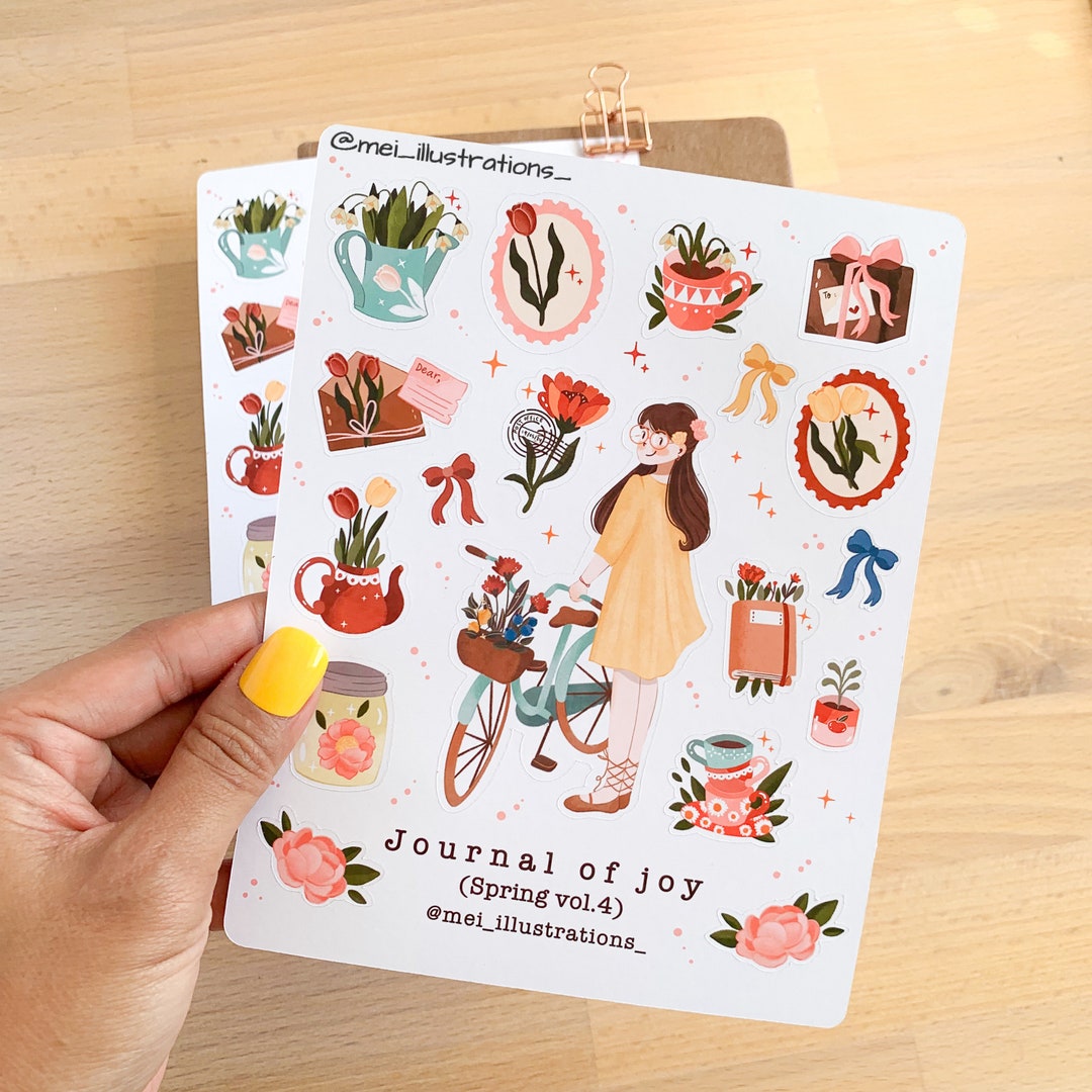 Design Sticker Line Spring ORIGINAL DESIGN, Spring Vol.4 Sticker Sheet, Bujo Sticker, Floral ...