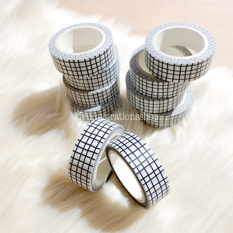 15 MM x 10 M irregular lines grid washi tape scrapbooking planner decoration white grid washi tape grid planner washi planner supplies