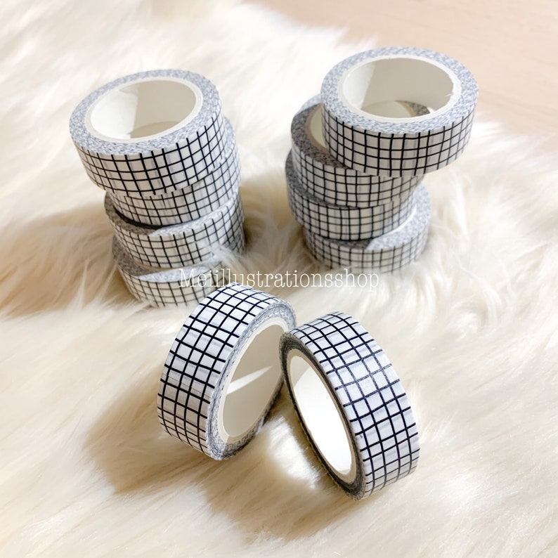 15 MM x 10 M irregular lines grid washi tape scrapbooking planner decoration white grid washi tape grid planner washi planner supplies