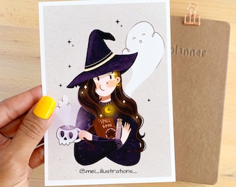 ORIGINAL DESIGN, Art print, handmade art print, Witch girl art print, Digital art print, Witchy art print, Witchcraft art print, Witch print