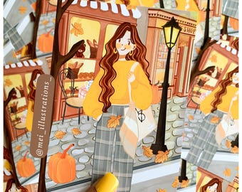 ORIGINAL DESIGN, Autumn art print, Cozy art print, Autumn vibes art print, Digital art print, Fall art print, Girl print, Cozy vibes print