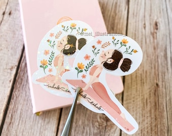 ORIGINAL DESIGN, Yoga girl in pink sticker, Encourage sticker, Yoga girl sticker, Yoga sticker, Journal sticker, Flower Sticker