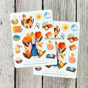 ORIGINAL DESIGN, Dinge dankbar sein, Stickerbogen, Planer Sticker, Verträumter Sticker, Bujo Stickerbogen