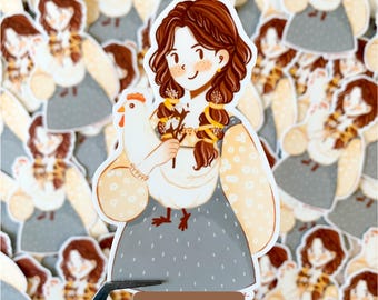 ORIGINAL DESIGN, Cottagecore waterproof and durable die cut sticker, Water bottle sticker, Laptop sticker, Girl sticker, Cottagecore sticker