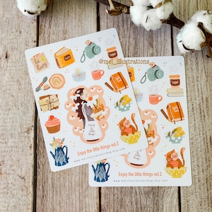 ORIGINAL DESIGN, Enjoy little things vol.2 Sticker sheet, Bujo Sticker, Self care sticker sheet, Journal sticker, Slow living sticker sheet