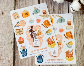 ORIGINAL DESIGN, Enjoy little things vol.2 Sticker sheet, Bujo Sticker, Self care sticker sheet, Journal sticker, Slow living sticker sheet