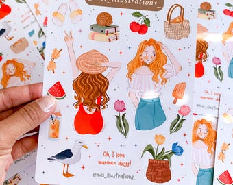ORIGINAL DESIGN, Summer vibes Sticker, Scrapbook Sticker, Planner Sticker, Summer girl sticker, Summer sticker, Journal sticker, Summer