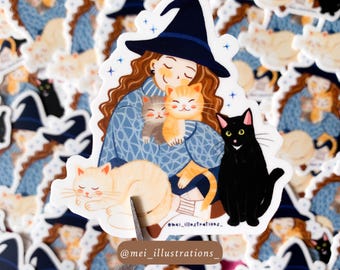 ORIGINAL DESIGN, Witchy girl waterproof and durable die cut sticker, Water bottle sticker, Laptop sticker, Witchcraft sticker, Witch sticker