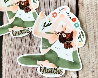 ORIGINAL DESIGN, Yoga girl in green sticker, Encourage sticker, Yoga girl sticker, Yoga sticker, Quote sticker, Journal sticker
