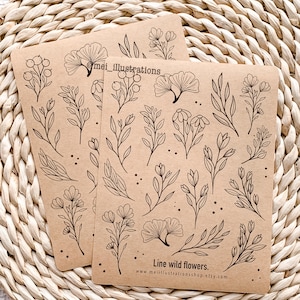 DESIGN ORIGINAL, Adesivos de flores silvestres, Adesivos para scrapbook, Adesivos para planejador, Adesivos para rabiscos, Adesivos de flores silvestres, Adesivos para diário