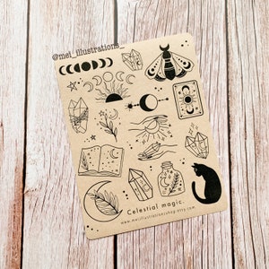 DESIGN ORIGINAL, Sticker magie céleste, Sticker Kraft Bujo, Sticker agenda, Stickers célestes, Sticker kraft, Sticker de journal, Celestial