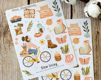 ORIGINAL DESIGN, Slow living Sticker sheet, Bujo Sticker, Planner Sticker, cottagecore sticker sheet, Journal sticker, Slow living sticker