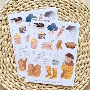 ORIGINEEL ONTWERP, stickervel regenachtige dagen, Bujo-sticker, plakboeksticker, plannersticker, decoratieve sticker, sticker, dagboeksticker