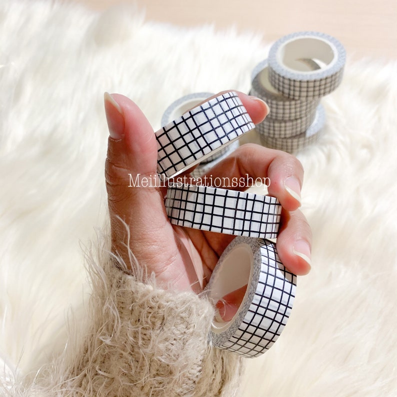 15 MM x 10 M irregular lines grid washi tape scrapbooking planner decoration white grid washi tape grid planner washi planner supplies