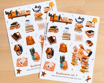 ORIGINAL DESIGN, Bookworm vol.4 sticker sheet, Bookish sticker sheet , Book lover Sticker, Bookish Sticker, Bookworm Sticker