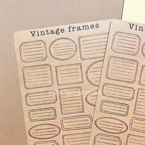 DISEÑO ORIGINAL, Adhesivo kraft para marcos vintage, Etiquetas para marcos vintage, Adhesivo con sello vintage, Adhesivo Bujo, Adhesivos para marcos, Adhesivo kraft