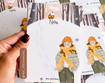 ORIGINAL DESIGN, 105 x 148 mm notepad, A6 notepad, Winter notepad, Wintery notepad, Colder days Notepad, Notepad,To-do list,100gr paper note