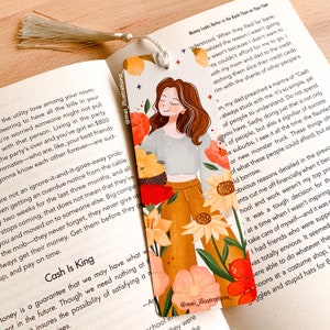 Floral girl bookmark, Flower bookmark, Bookmarks, Book Lover gift, Reading essentials, Bookworm gift, Books bookmark, Floral bookmarks
