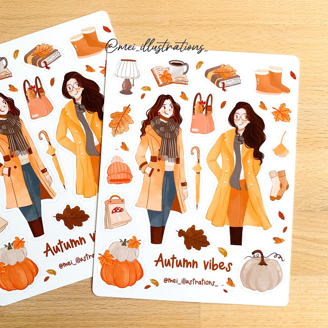 ORIGINAL DESIGN, Autumn Vibes Sticker, Scrapbook Sticker, Planner ...