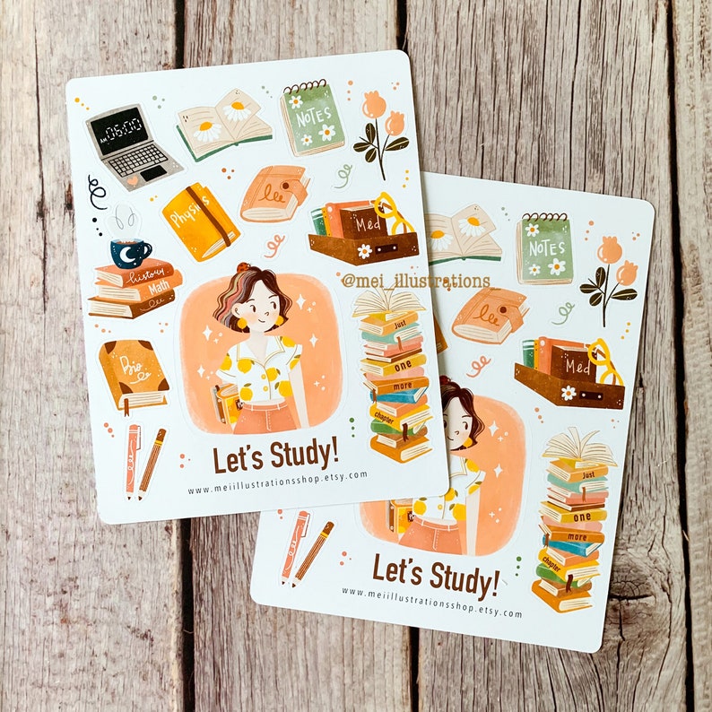 ORIGINAL DESIGN, Let's Study Sticker Sheet, Bujo Sticker, Study Sticker ...