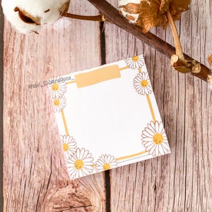 ORIGINAL DESIGN, 8cm x 8cm Handmade notepad, Flower notepad, Daises notepad, Handmade Memo pad, Floral notepad, Daisy notepad, Memo pad
