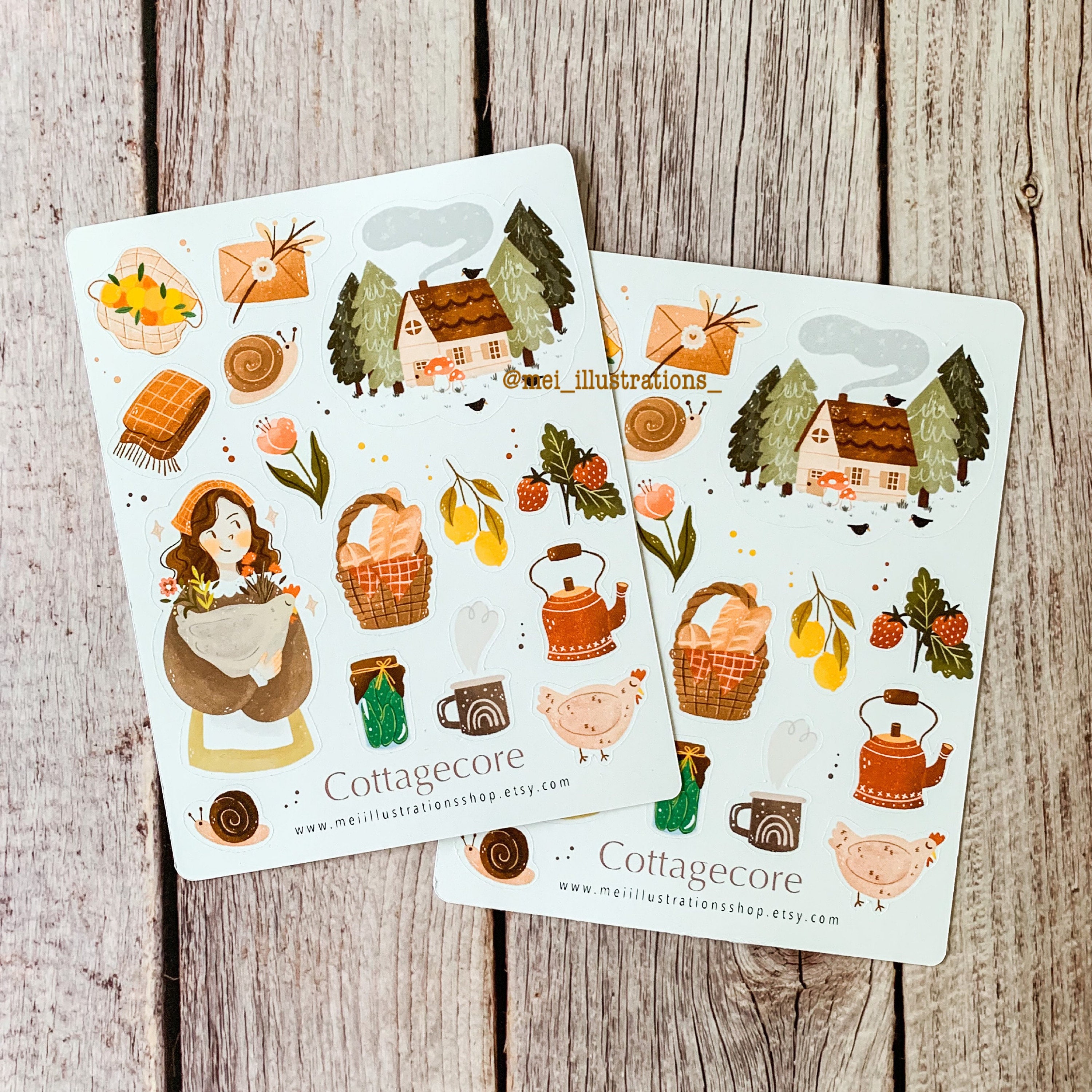 ORIGINAL DESIGN, Cottagecore Sticker, Hygged Sticker Sheet, Planner ...