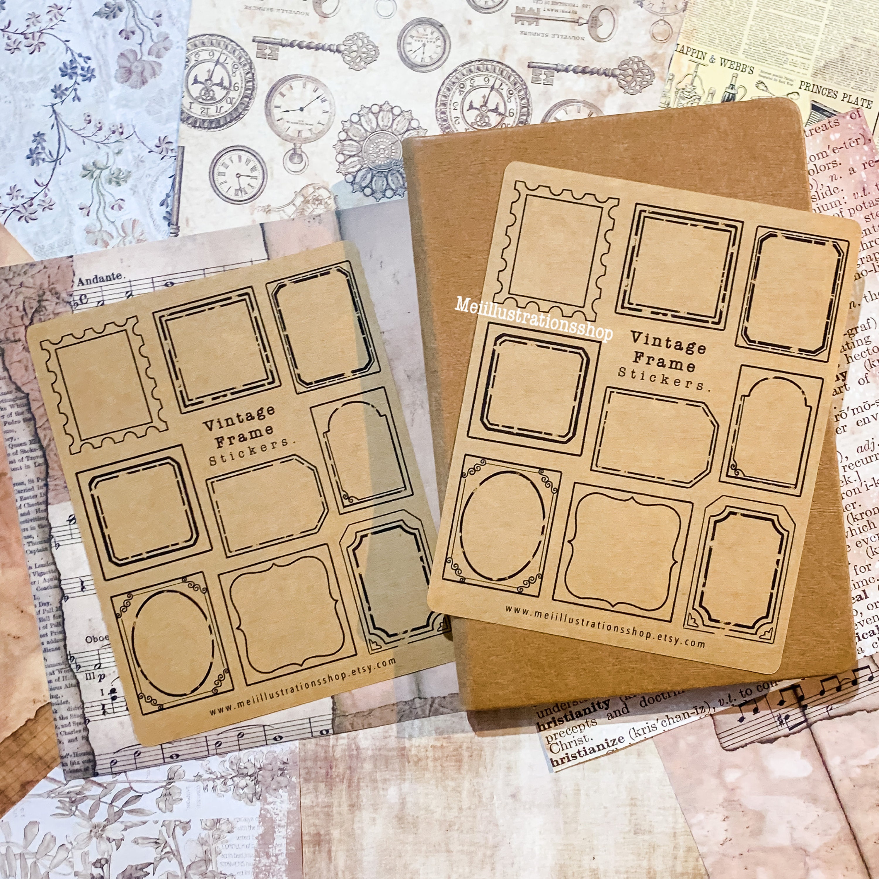 ORIGINAL DESIGN, Vintage Frames Sticker Set, Ephemera Sticker, Vintage ...
