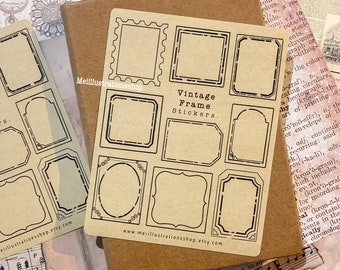 ORIGINAL DESIGN, Vintage frames sticker set, Ephemera sticker, Vintage frames, Vintage stamp, Bujo sticker, Frame sticker, Junk journal