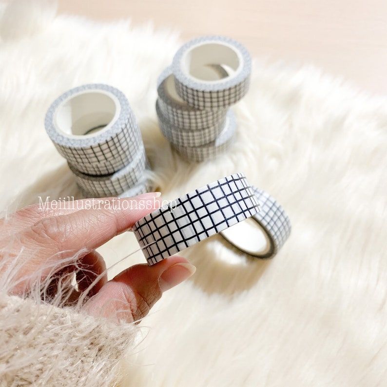 15 MM x 10 M irregular lines grid washi tape scrapbooking planner decoration white grid washi tape grid planner washi planner supplies
