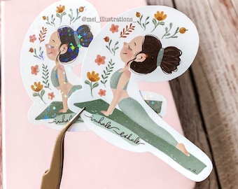 ORIGINAL DESIGN, Yoga girl in green sticker, Encourage sticker, Yoga girl sticker, Yoga sticker, Laptop sticker, Journal sticker, Sticker