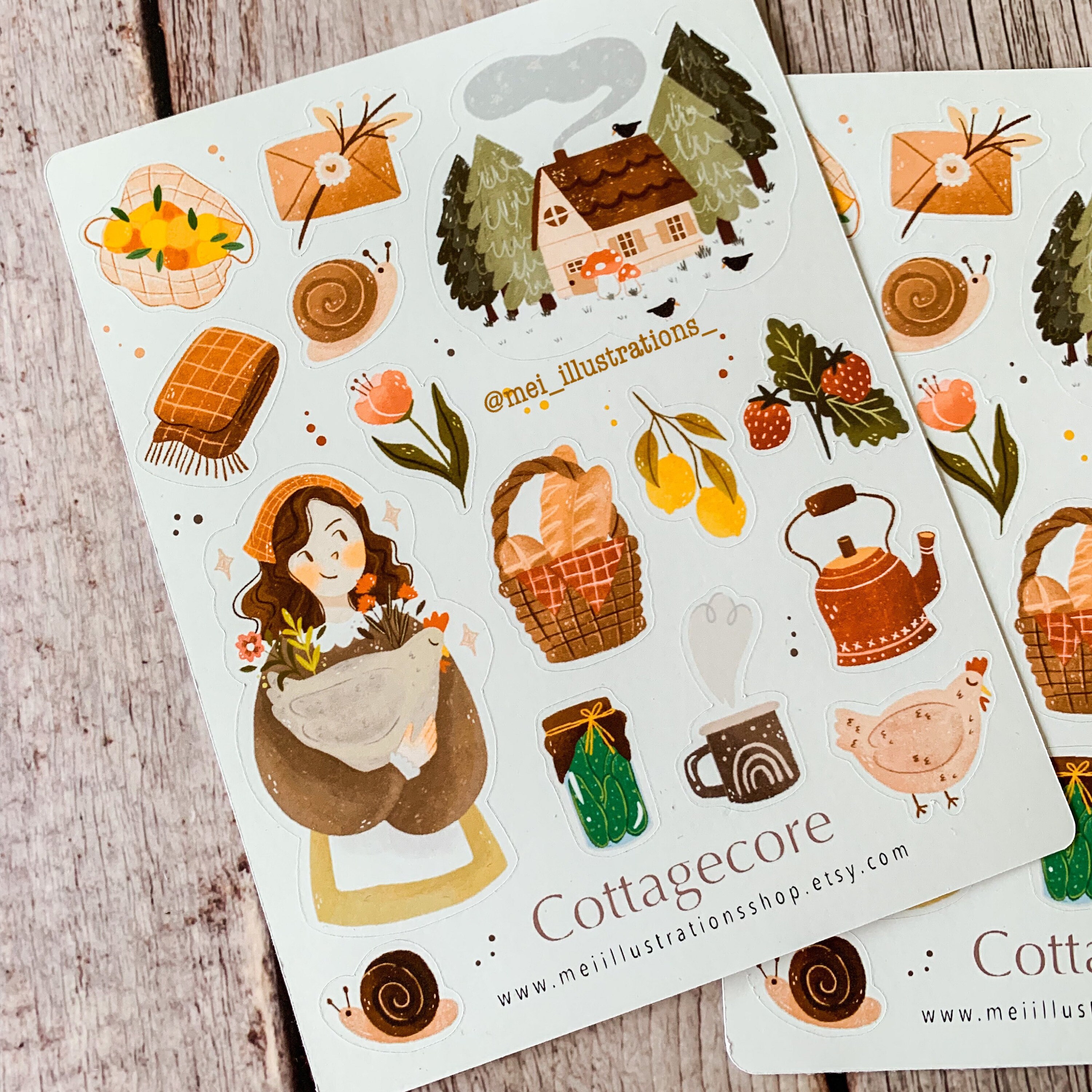 ORIGINAL DESIGN, Cottagecore Sticker, Hygged Sticker Sheet, Planner ...