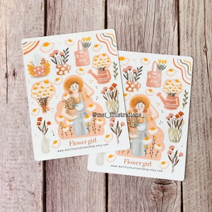 DESIGN ORIGINALE, Foglio di adesivi Flower Lady, Adesivo Bujo, Adesivo per planner, Adesivo con fiori, Adesivo con fiori, Adesivo per diario, Adesivo floreale