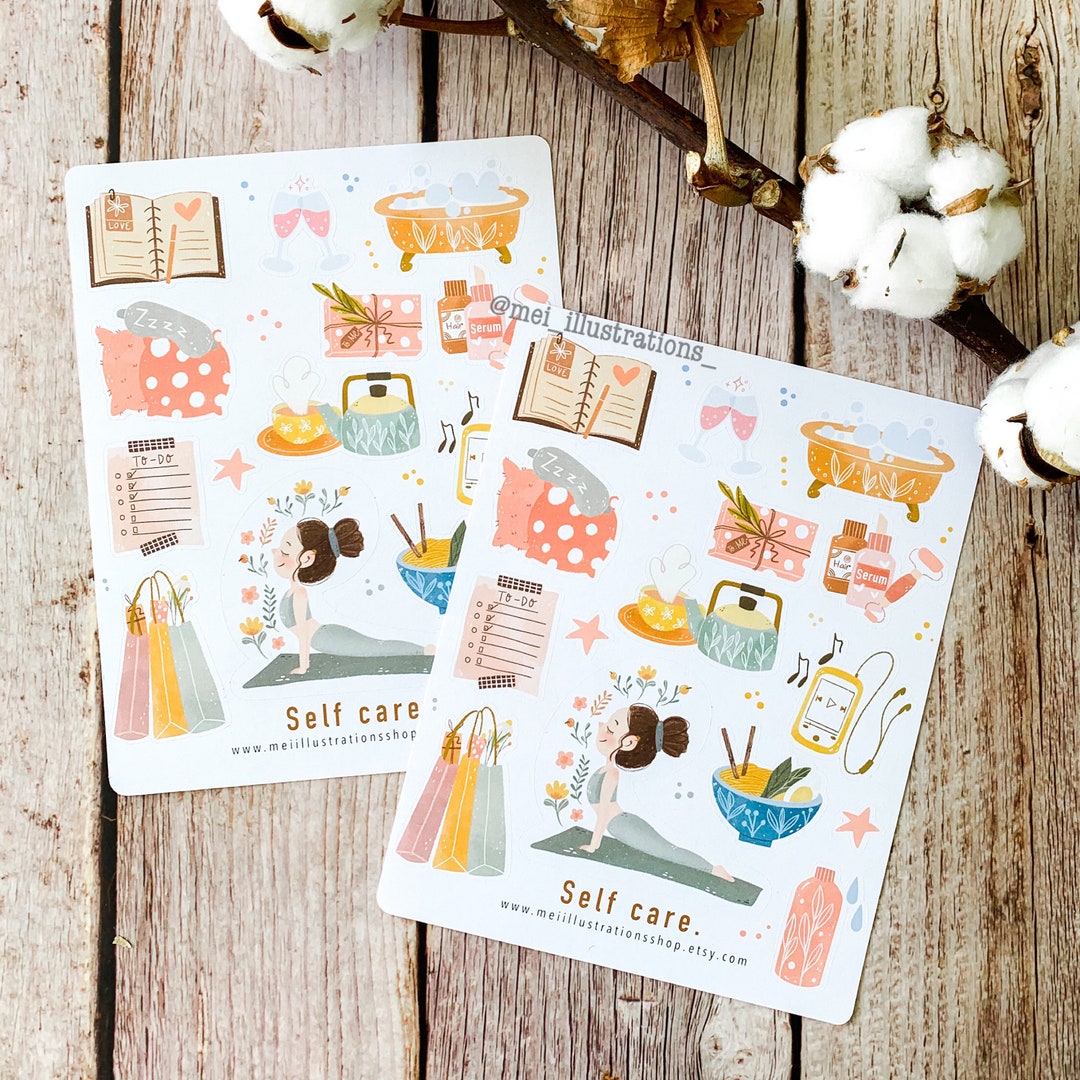 ORIGINAL DESIGN, Self Care Sticker Sheet, Bujo Sticker, Planner Sticker ...