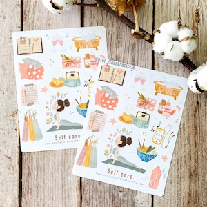 ORIGINEEL ONTWERP, zelfzorgstickervel, Bujo-sticker, plannersticker, dagboeksticker, Me-time stickervel, zelfzorgsticker, stickers
