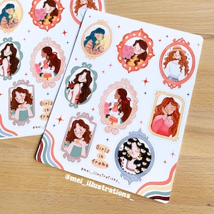 ORIGINAL DESIGN, Vintage frames Sticker sheet, Bujo Sticker, Girls sticker sheet, Journal sticker, Planner sticker sheet, Vintage Frames