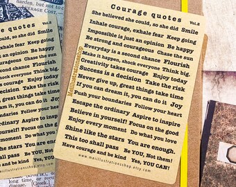 Courage quotes sticker sheet, poetry snippets sticker, phrase sticker, Positive quotes sticker, typewriter, inspirational quotes stickers