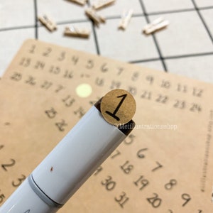 Pegatinas de números Kraft, mini pegatinas de números de Kraft, pegatinas de números de Kraft para Bullet Journal, pegatinas de números de Kraft para diario de viaje, pegatinas redondas de Kraft