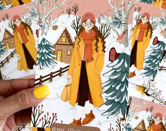 ORIGINAL DESIGN, Art print, Winter art print, Winter vibes art print, Digital art print, Cozy art print, Girl art print, Winter print