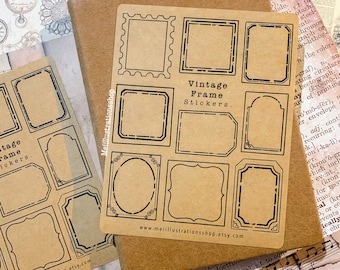 ORIGINAL DESIGN, Vintage frames sticker set, Ephemera sticker, Vintage frame sticker, Bujo sticker, Frame sticker, Junk journal